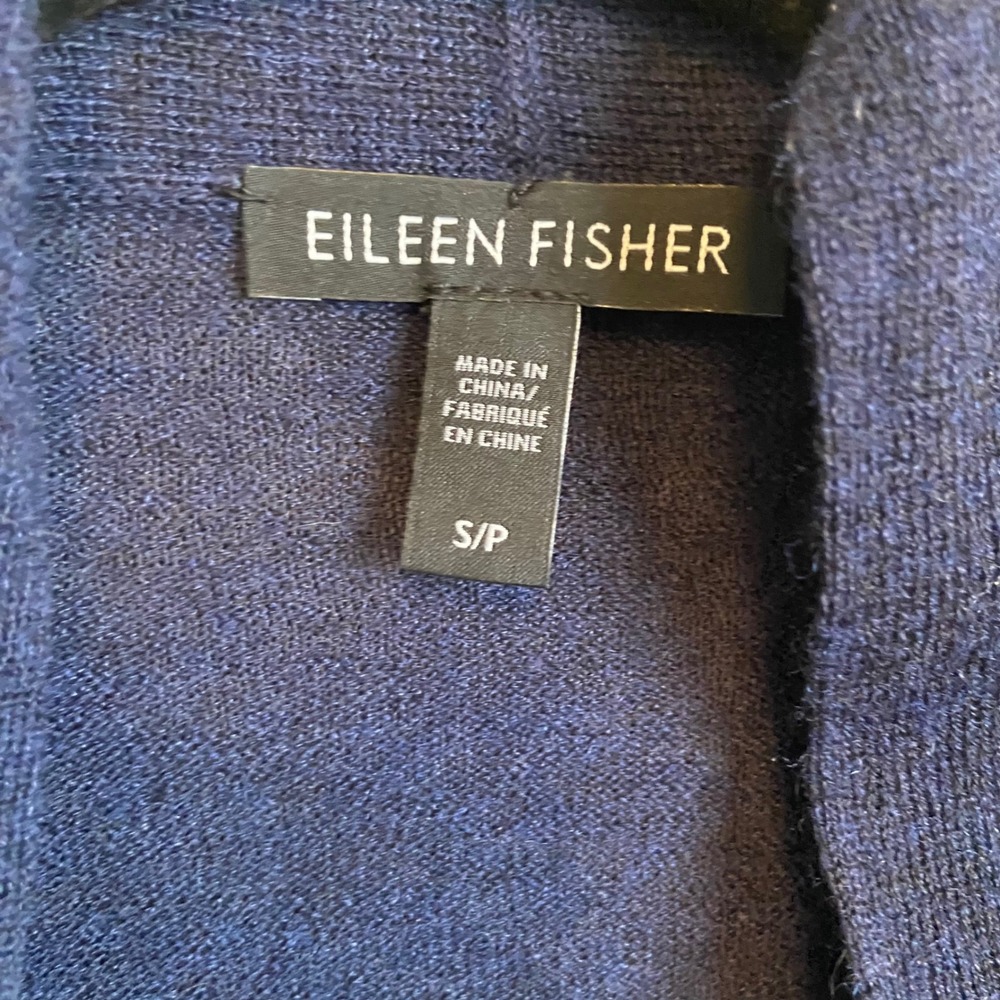 Eileen Fisher Navy Open-Front Lightweight Cardigan - Picture 2 of 7